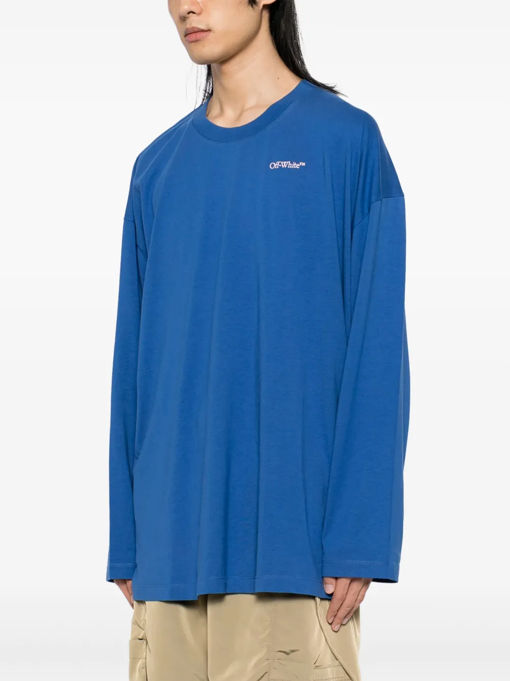 Off-White T-shirt met logoprint Blauw