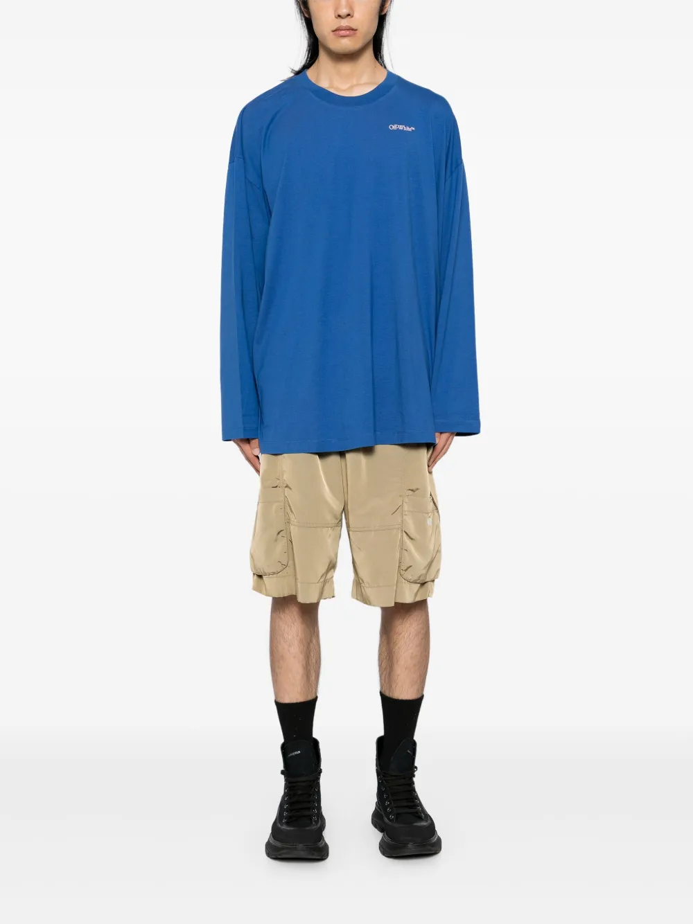 Off-White T-shirt met logoprint - Blauw