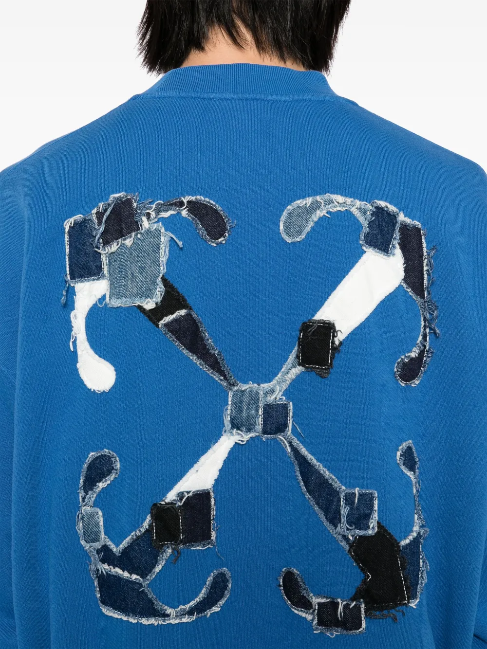 Off-White Sweater met geborduurd logo 4584 TRUE BLUE MULTICOLOR