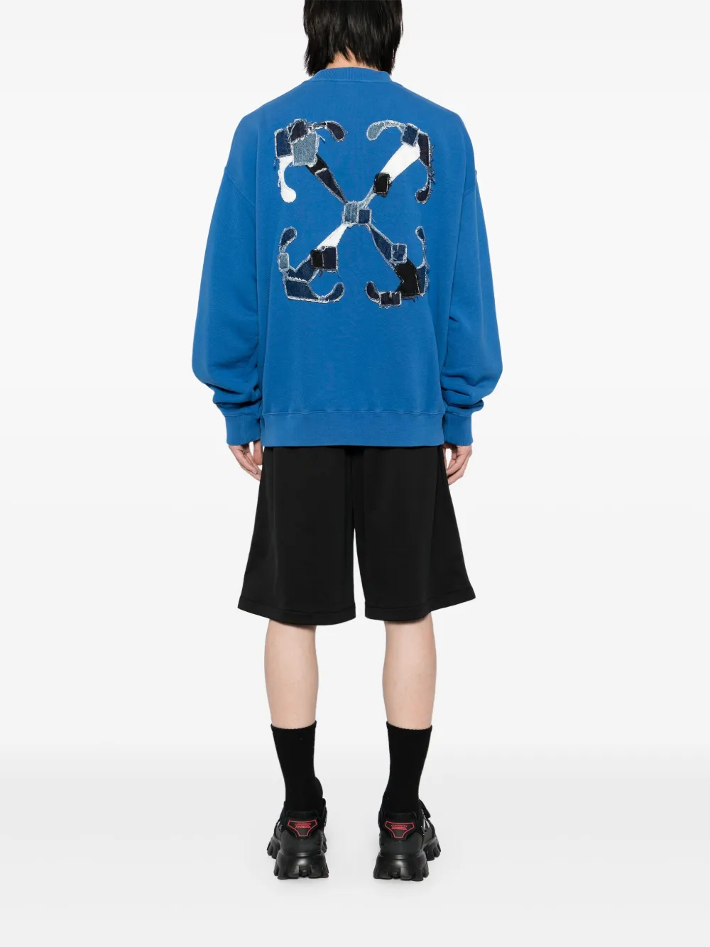 Off-White Sweater met geborduurd logo - 4584 TRUE BLUE - MULTICOLOR