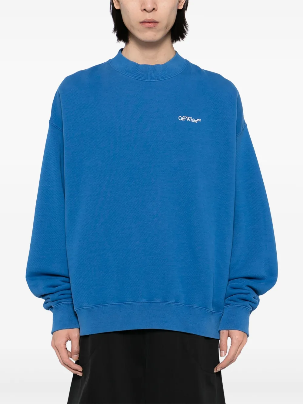 Off-White Sweater met geborduurd logo 4584 TRUE BLUE MULTICOLOR