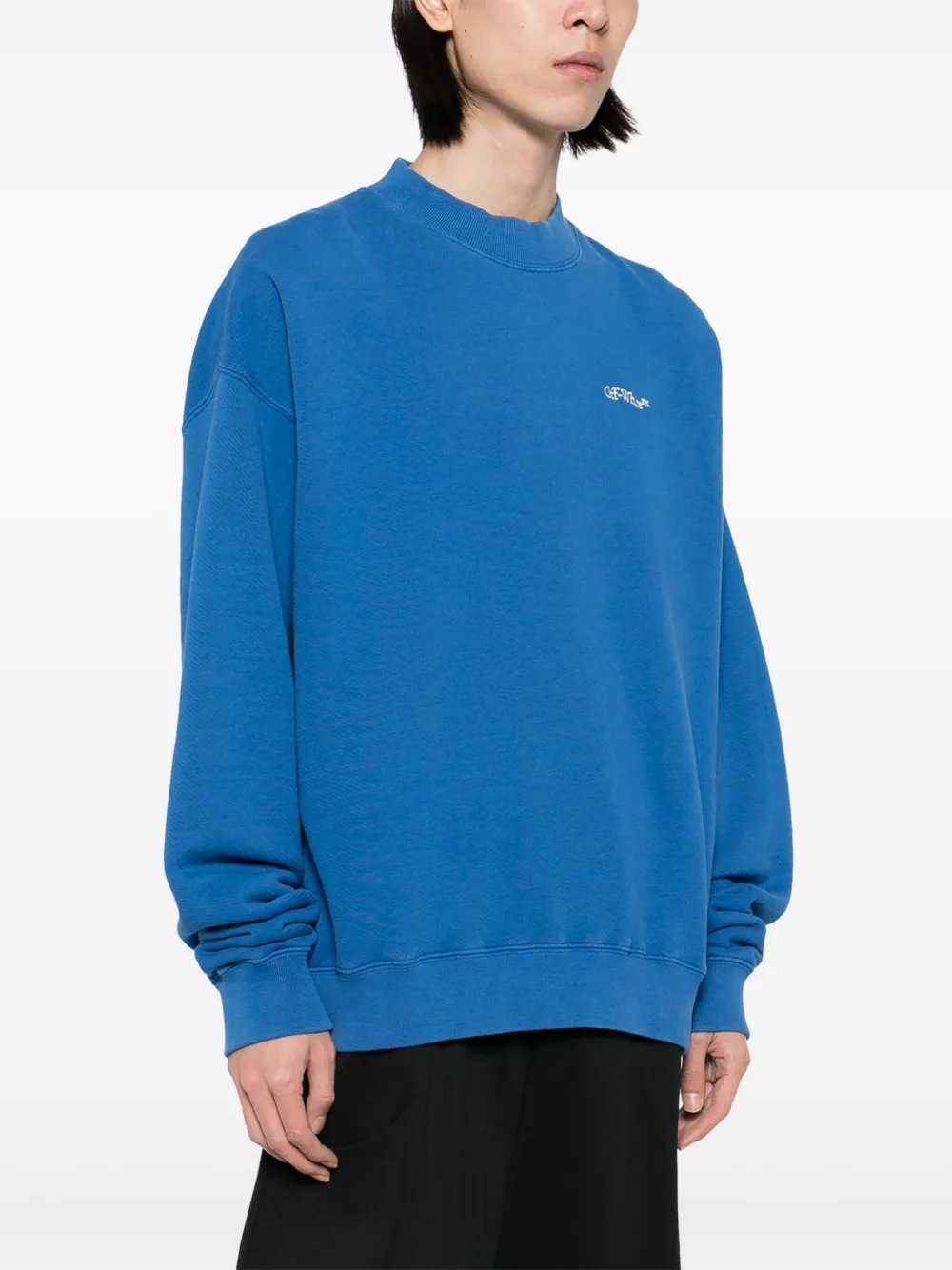 Off-White Sweater met geborduurd logo 4584 TRUE BLUE MULTICOLOR
