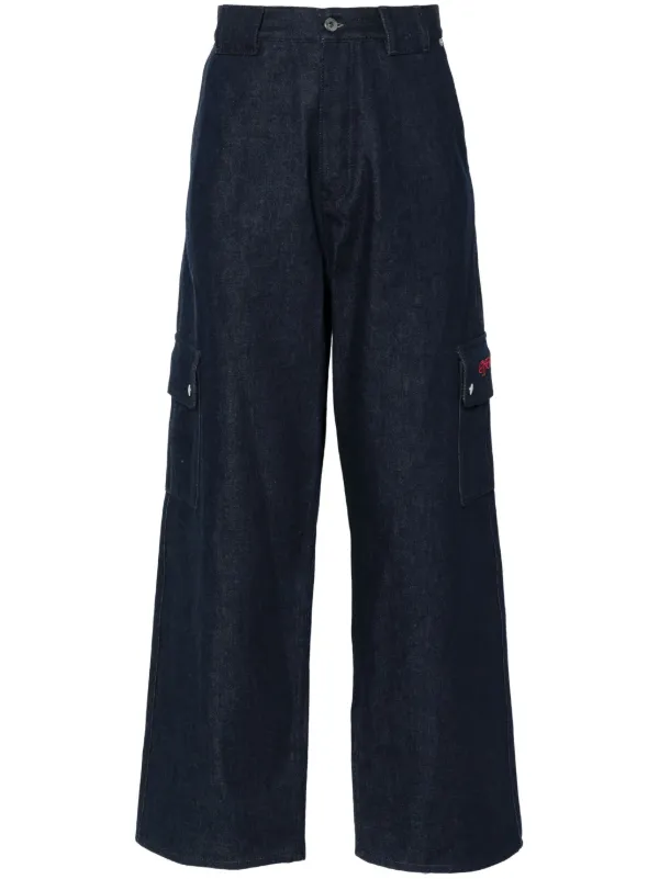 【関税込み】Off-White ブルー Script ローデニム カーゴパンツ Off-White Script カーゴジーンズ | ブルー | FARFETCH JP