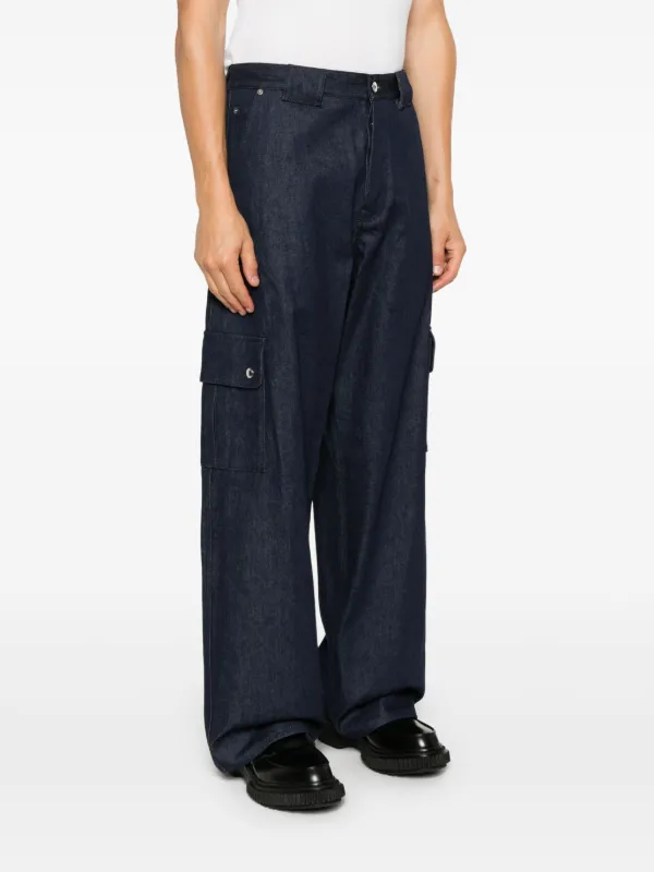 【関税込み】Off-White ブルー Script ローデニム カーゴパンツ Off-White Script カーゴジーンズ | ブルー | FARFETCH JP