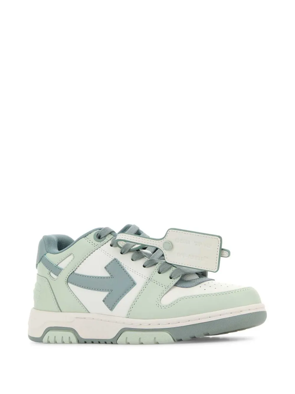 Off-white White & Green Out Of Office Calf Leather Sneakers In 5149 Mint- Greyish Green