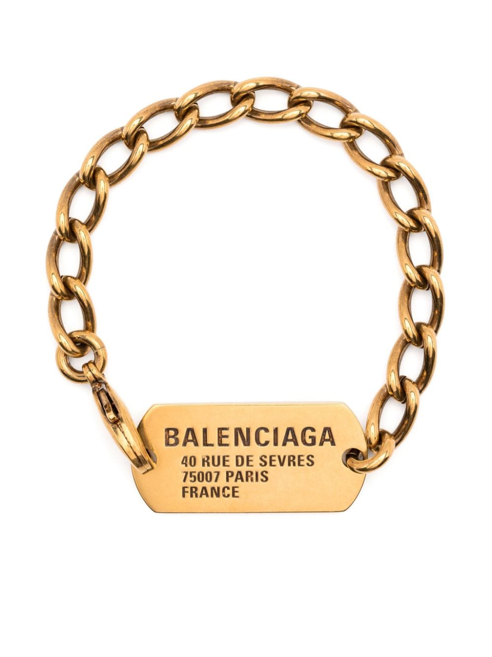 balenciaga bracelet en chaîne à plaque logo - or