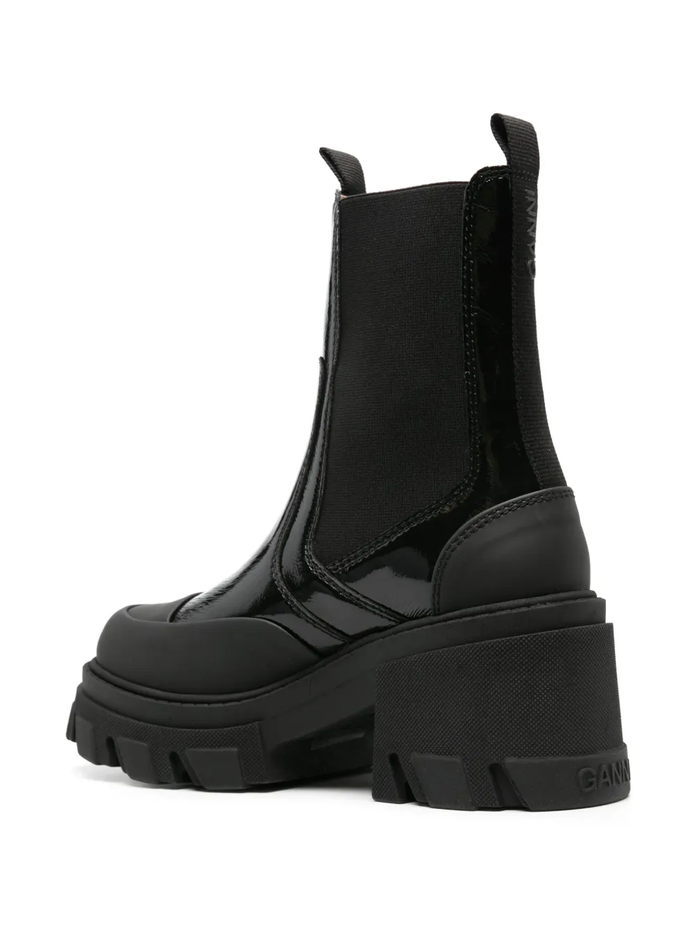  Ganni Patent-finish Chunky Boots - Black 