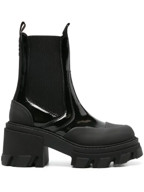 GANNI patent-finish chunky boots