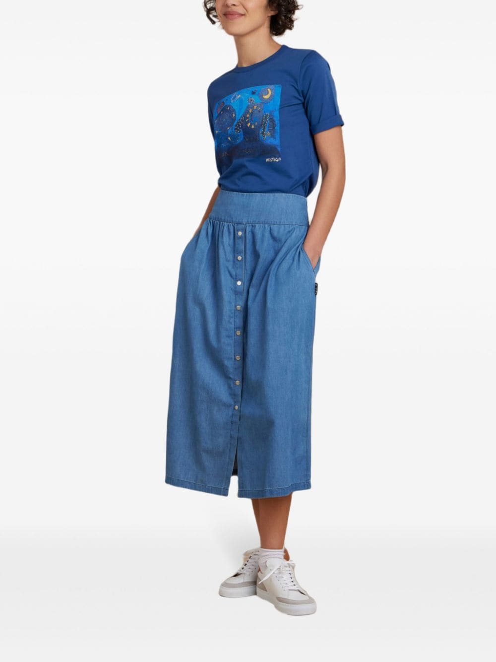 Shop Agnès B. Button-up Denim Skirt In Blue