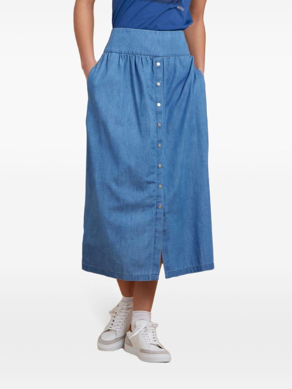 Shop Agnès B. Button-up Denim Skirt In Blue