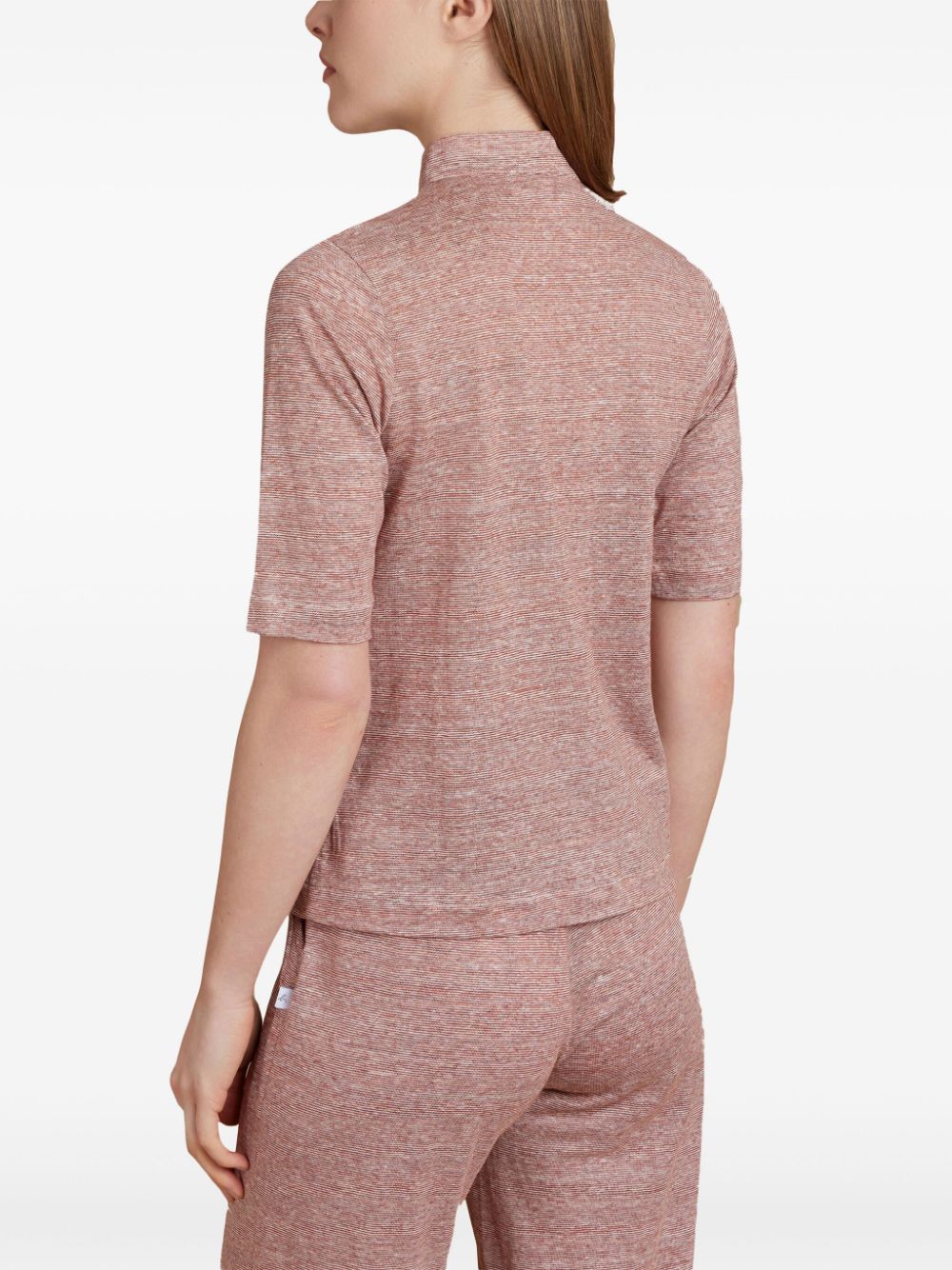 Shop Agnès B. Short-sleeve Linen Cardigan In Pink