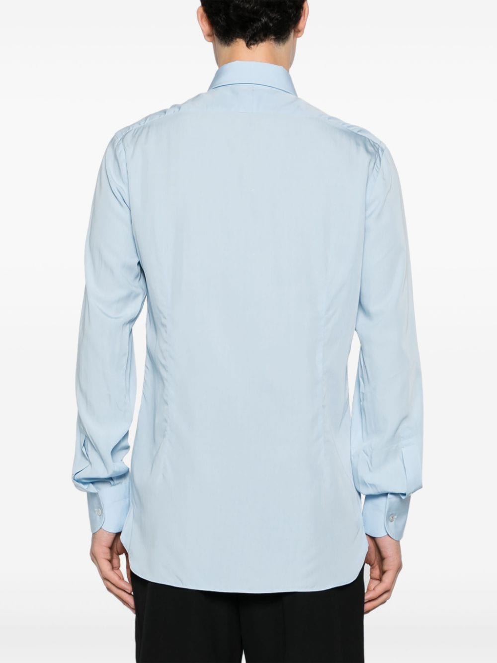 Shop Tom Ford Long-sleeve Lyocell Blend Shirt In Blue