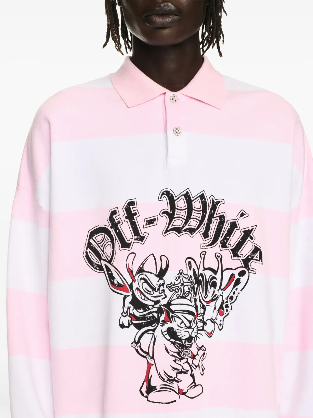 Off-White Poloshirt met lange mouwen Roze