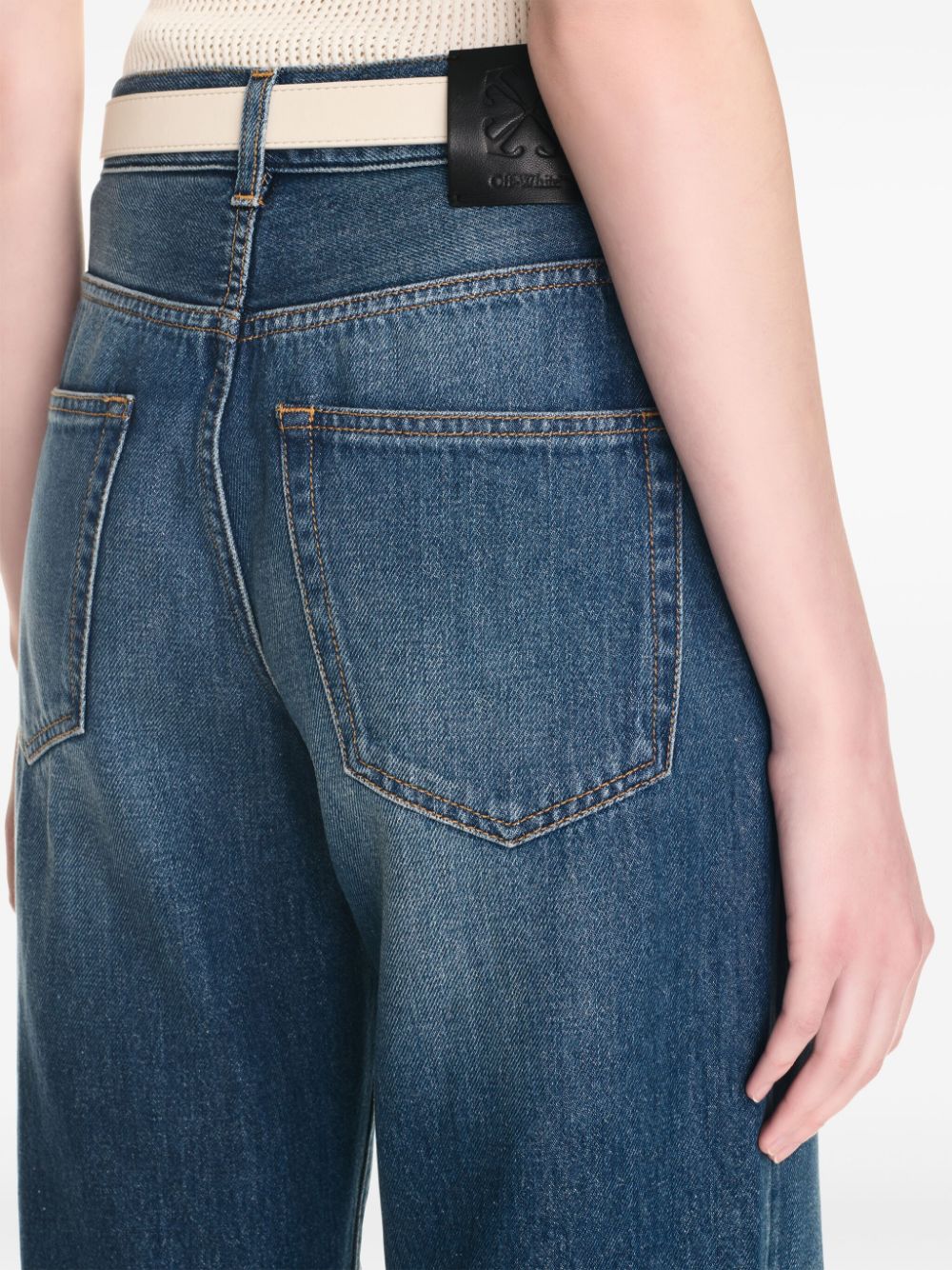 Shop Off-white Wide-leg Five-pocket Jeans In Blue