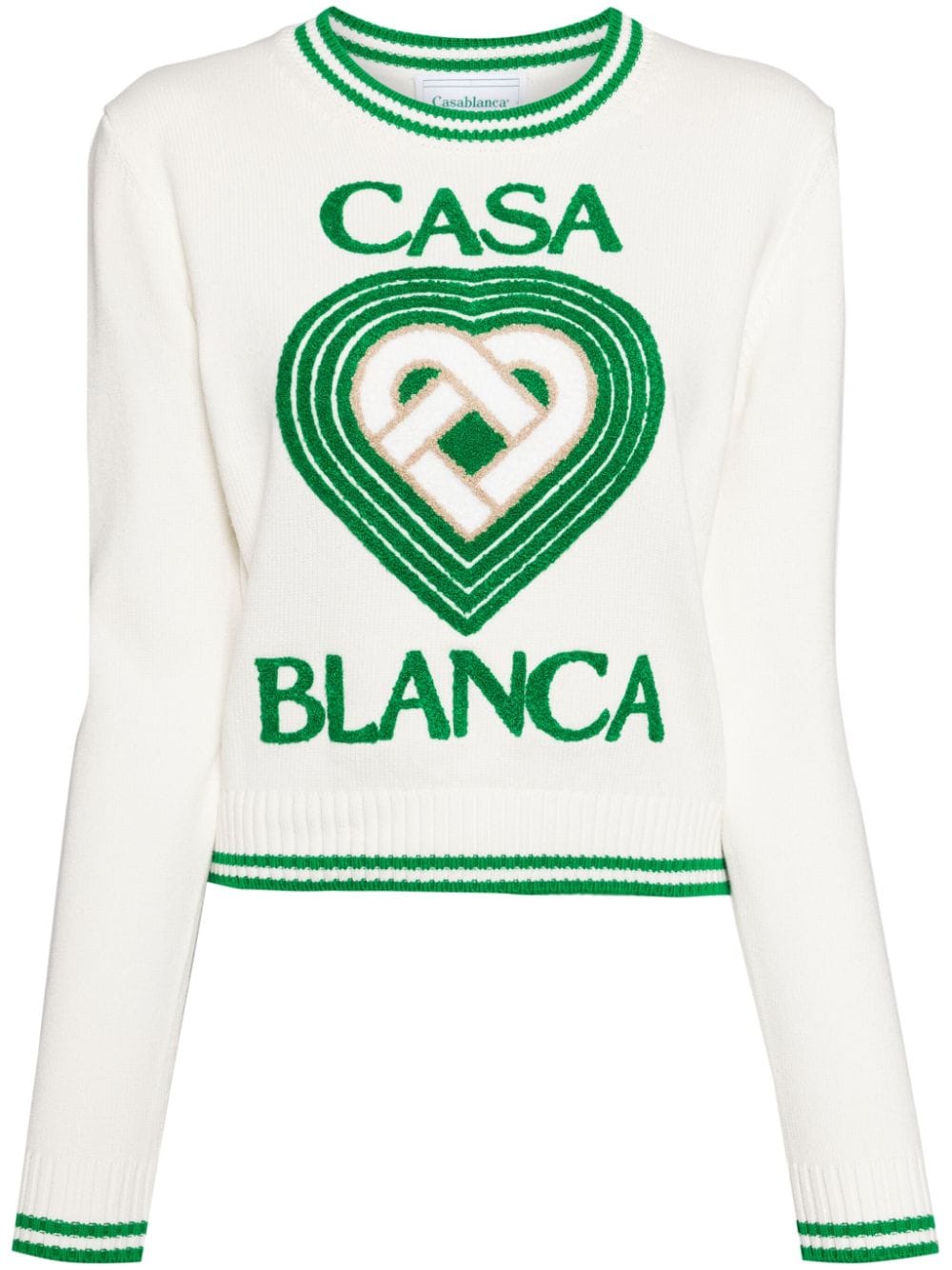 Shop Casablanca Logo-intarsia Cotton Jumper In White
