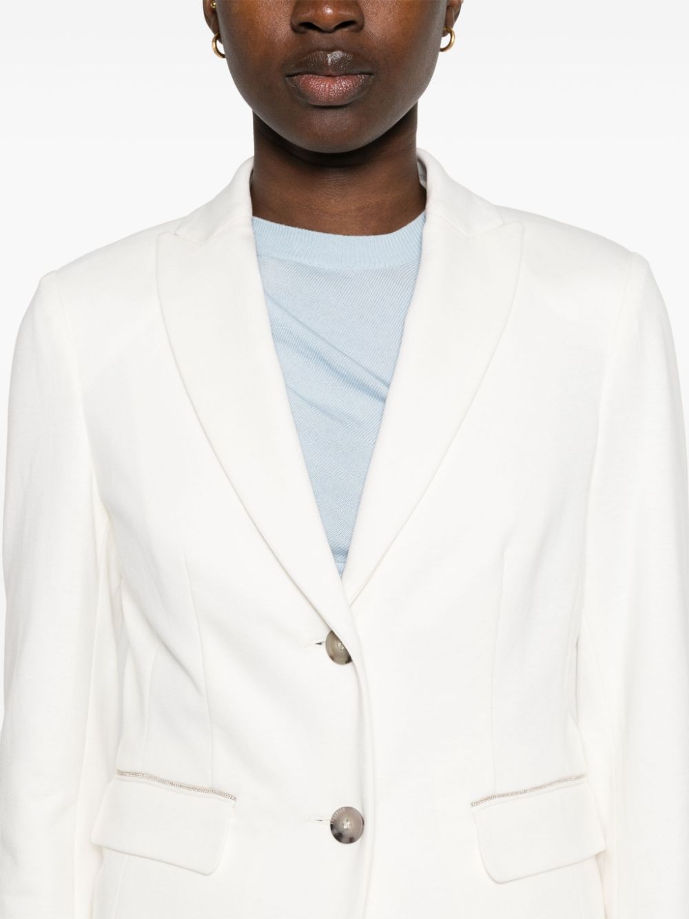 Shop Peserico Beaded-trim Single-breasted Blazer In Weiss