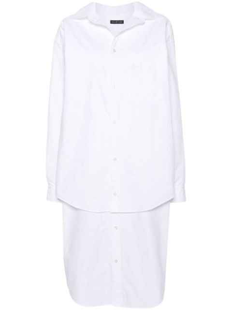 Balenciaga embroidered-logo layered shirt dress Women