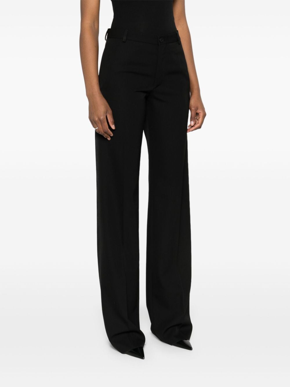 Shop Balenciaga Straight-leg Tailored Wool Trousers In Black