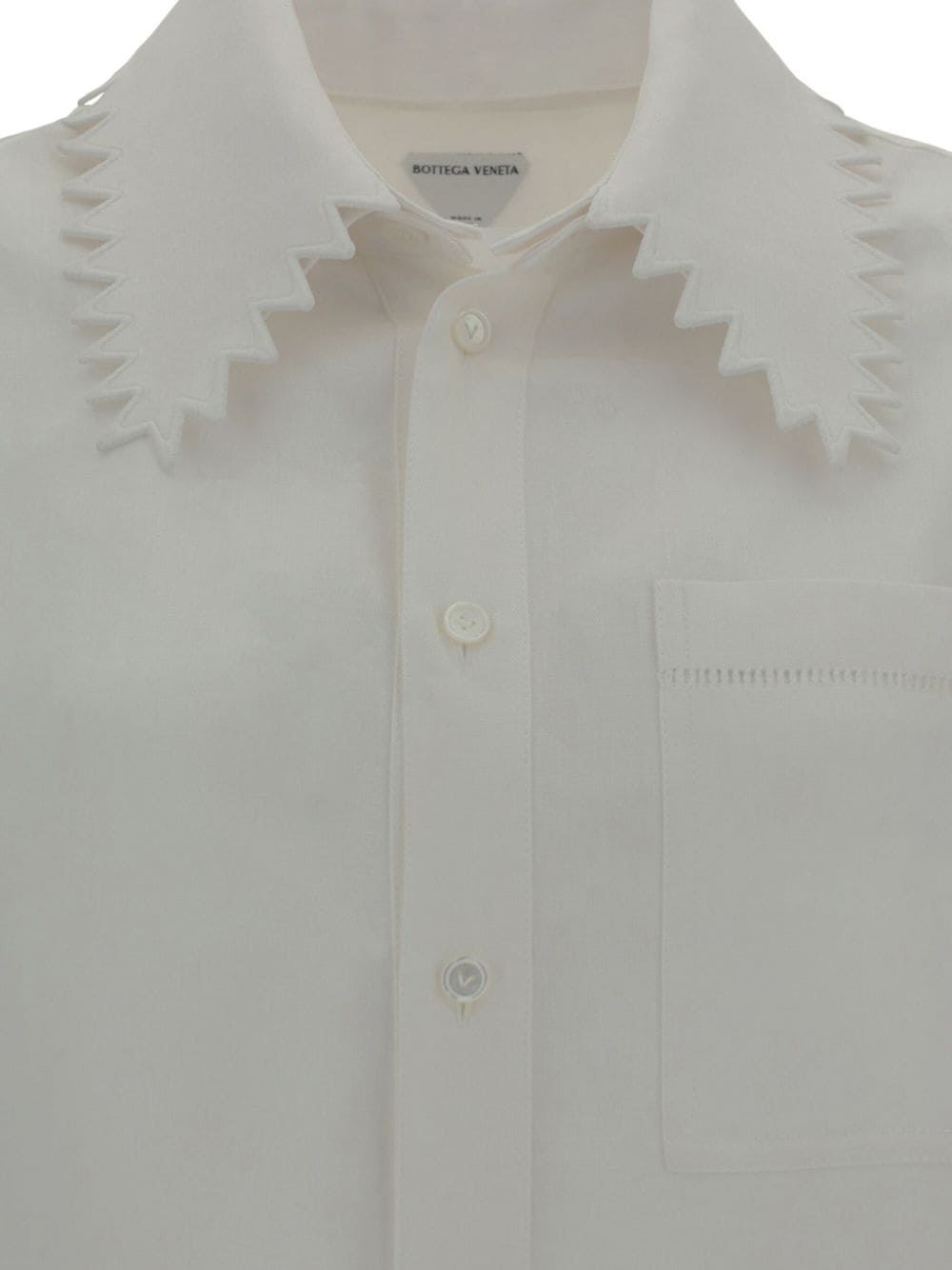 Shop Bottega Veneta Embroidered Linen Shirt In White