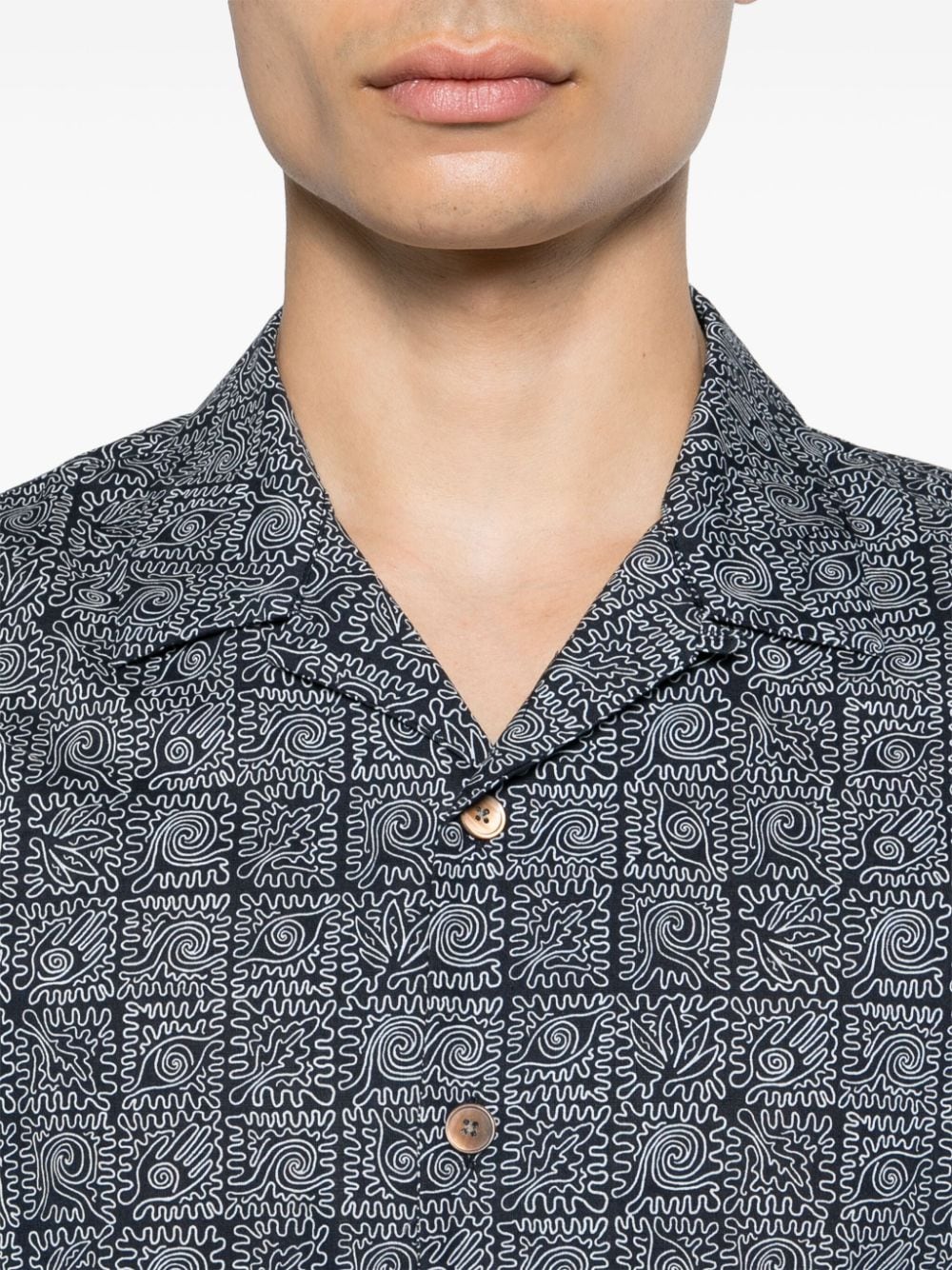 Shop Ps By Paul Smith Graphic-print Cotton Shirt In Blue