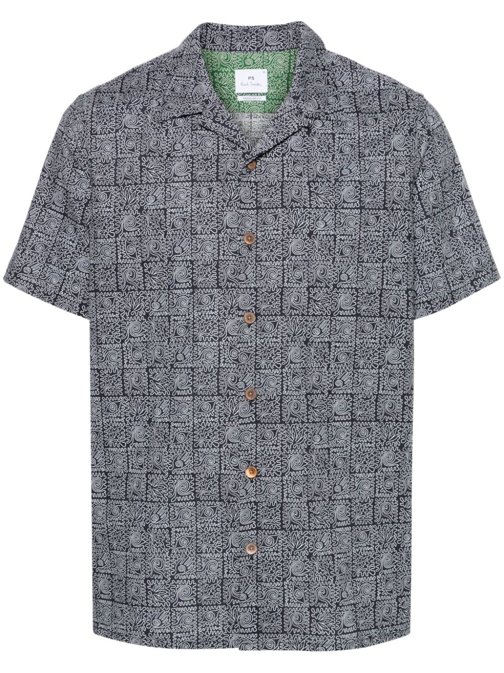 Ps By Paul Smith Graphic-print Cotton Shirt In Blue