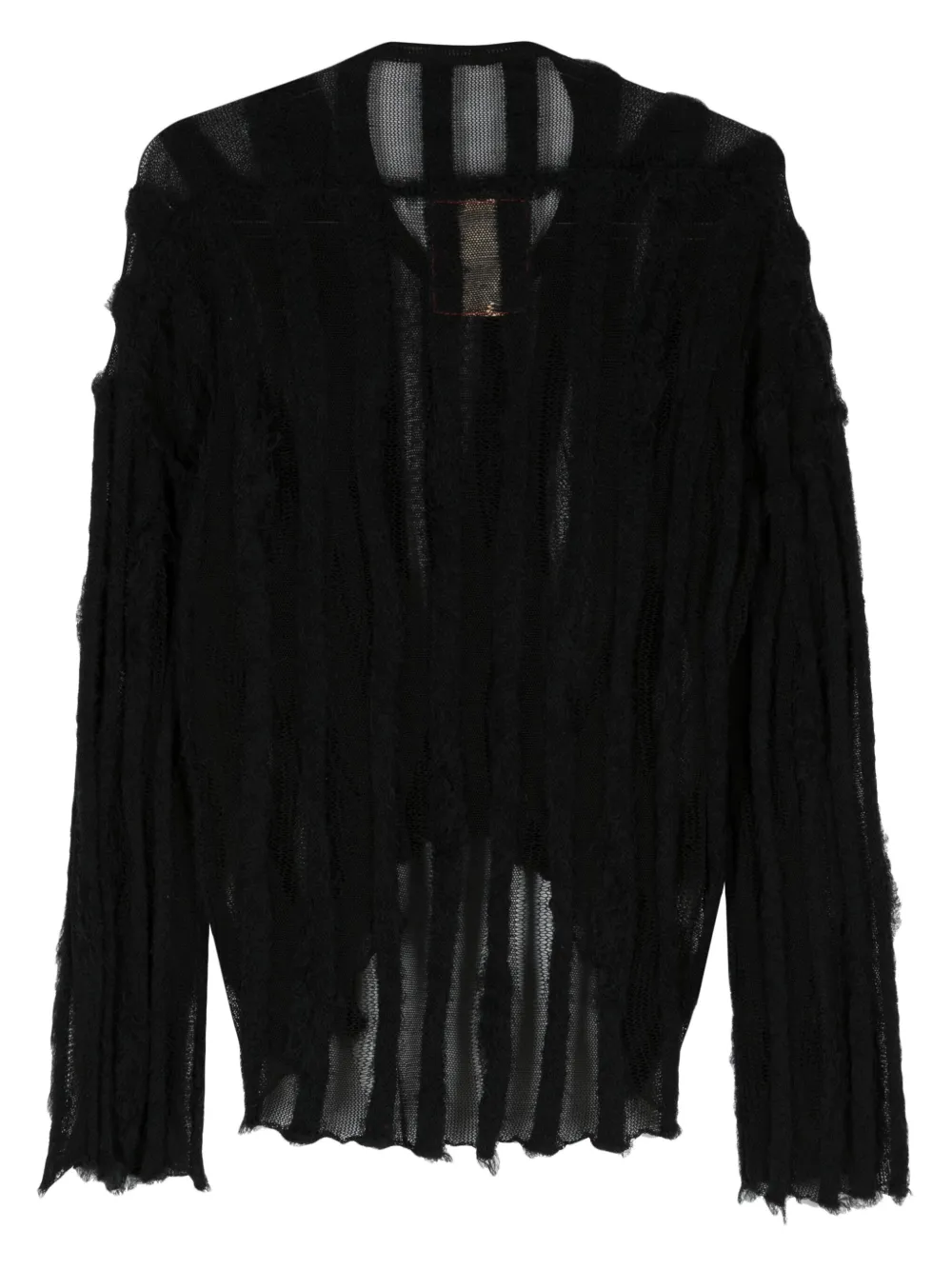 Shop Uma Wang Frayed Wide-ribbed Jumper In Black