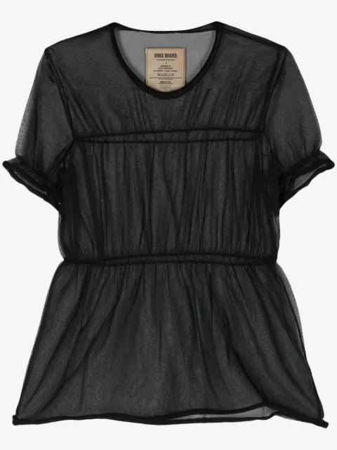 Uma Wang Satinbluse mit Ziersaum