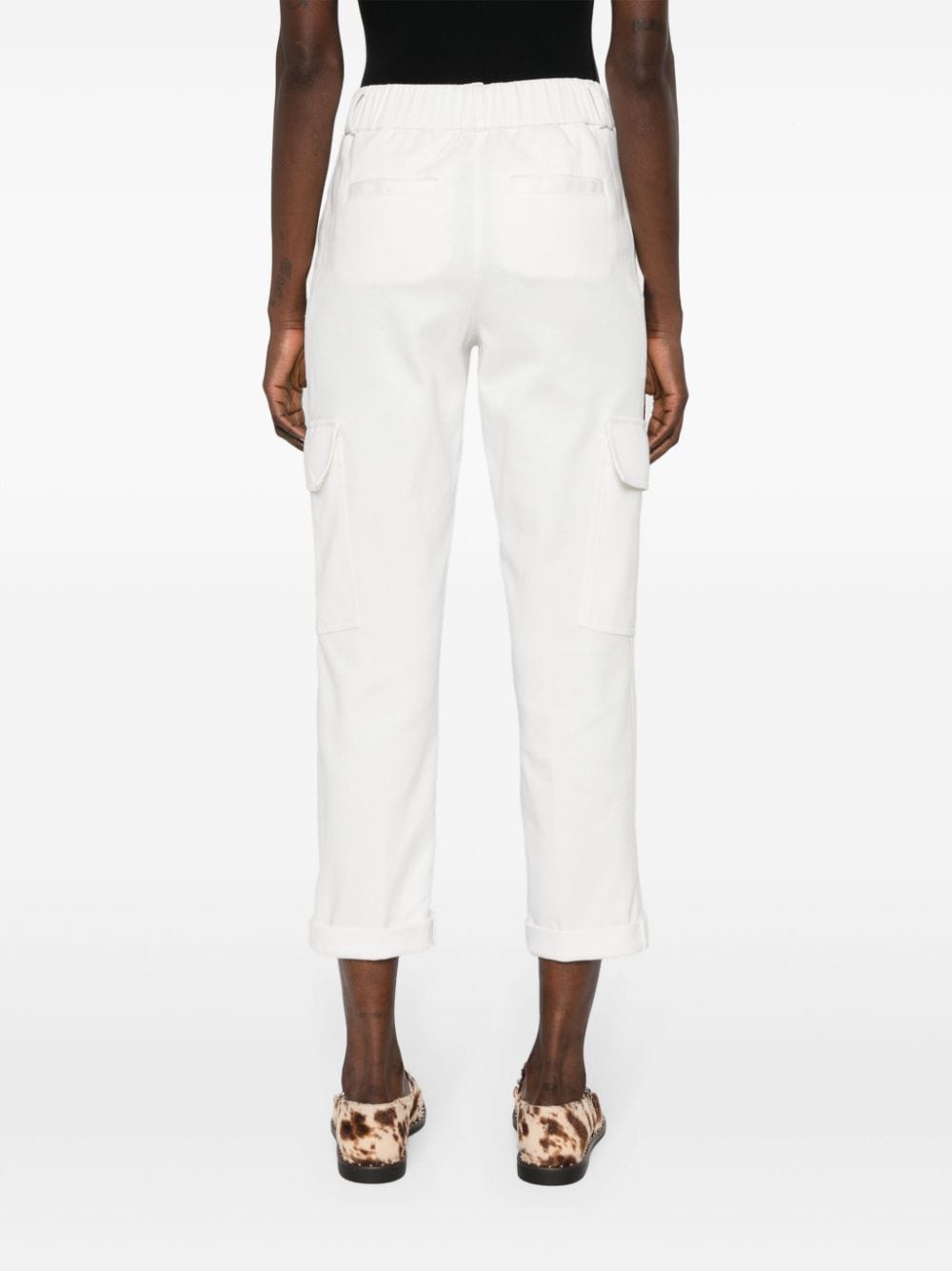 Shop Peserico Drawstring-waistband Cropped Trousers In Weiss