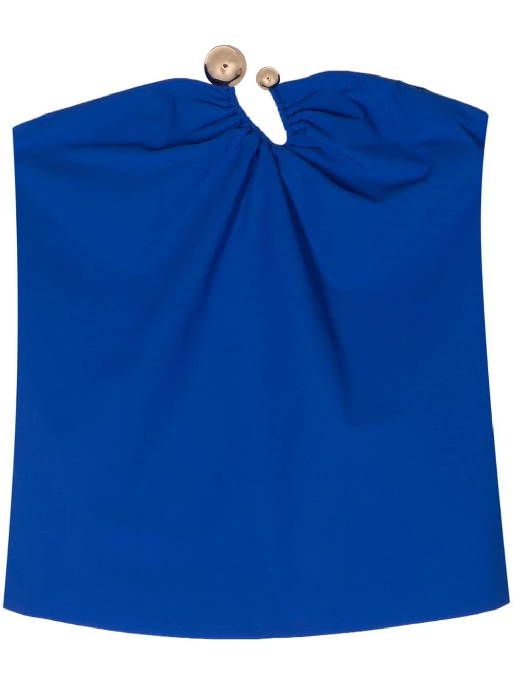Patrizia Pepe Gathered Ring-detail Bandeau Top In Blue