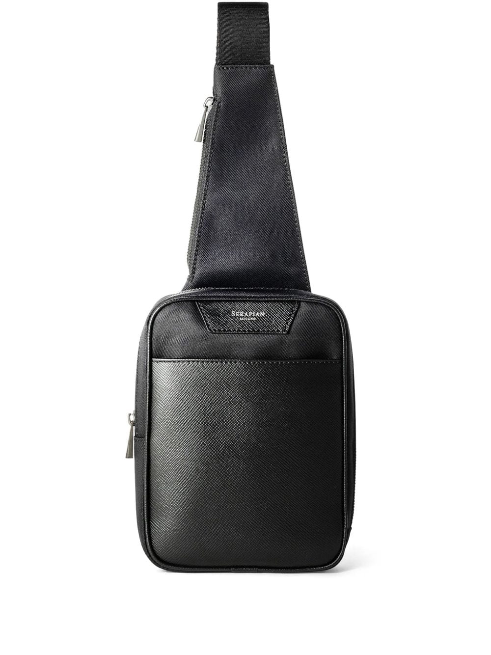 Shop Serapian Sling Evoluzione-leather Backpack In 黑色