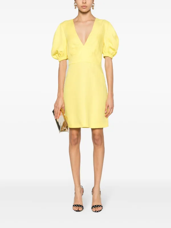 TWINSET Plunging V-neck Minidress Yellow FARFETCH IN