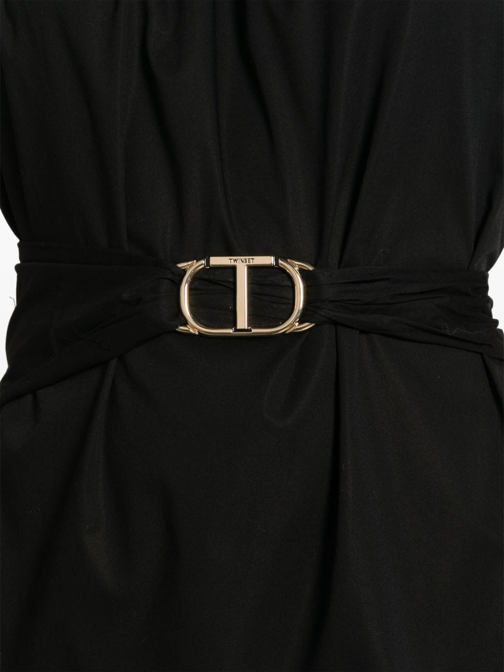 TWINSET Asymmetrische popeline mini-jurk Zwart