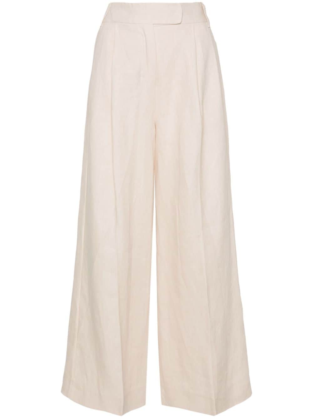 's Max Mara Mid-rise Wide-leg Trousers In Nude