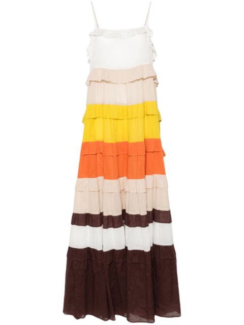 colour-block ruffled maxi dress 