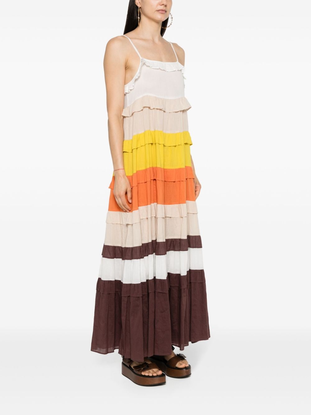 TWINSET Maxi-jurk met colourblocking en ruches Wit