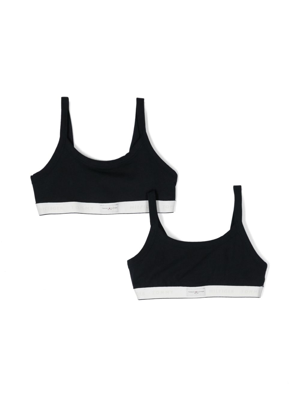 Image 1 of Tommy Hilfiger Junior logo-underband cotton bras (pack of two)