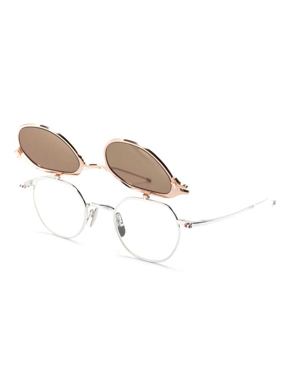 Thom Browne Eyewear Clip-on zonnebril met rond montuur Zilver