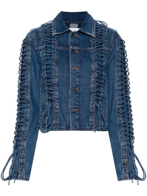 Jean Paul Gaultier lace up-embellished denim jacket