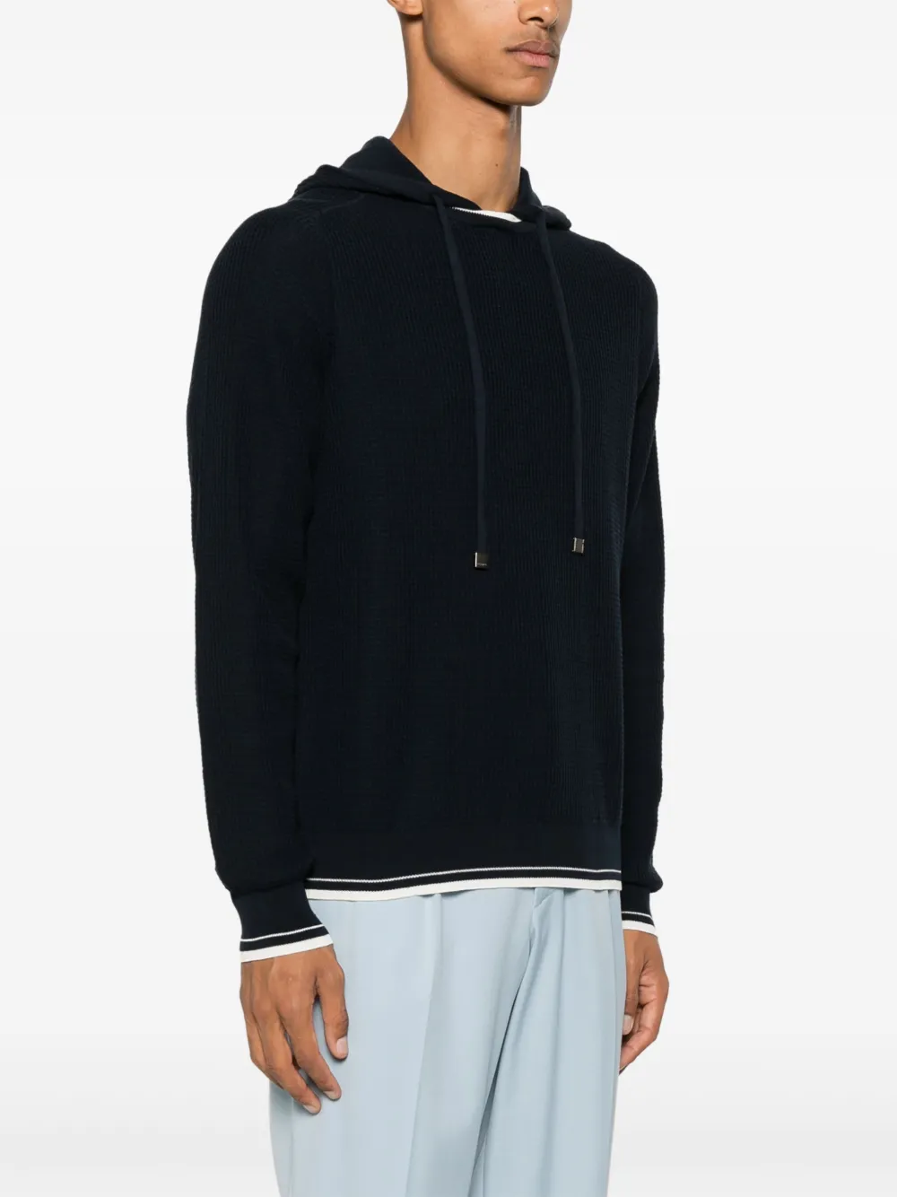 Peserico Hoodie met gestreepte afwerking Blauw