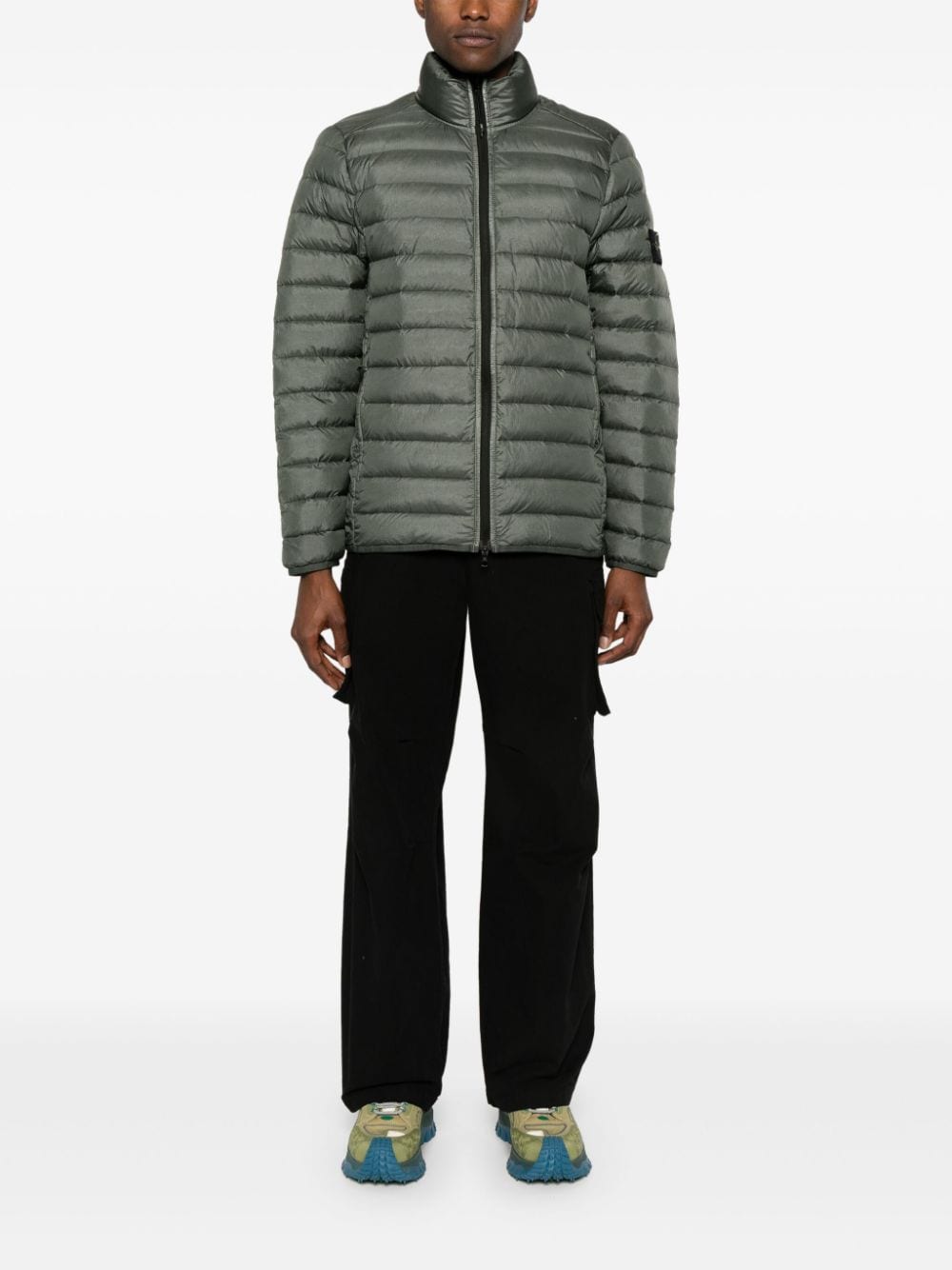 Shop Stone Island Loom Woven Chambers Padded Jacket In Green