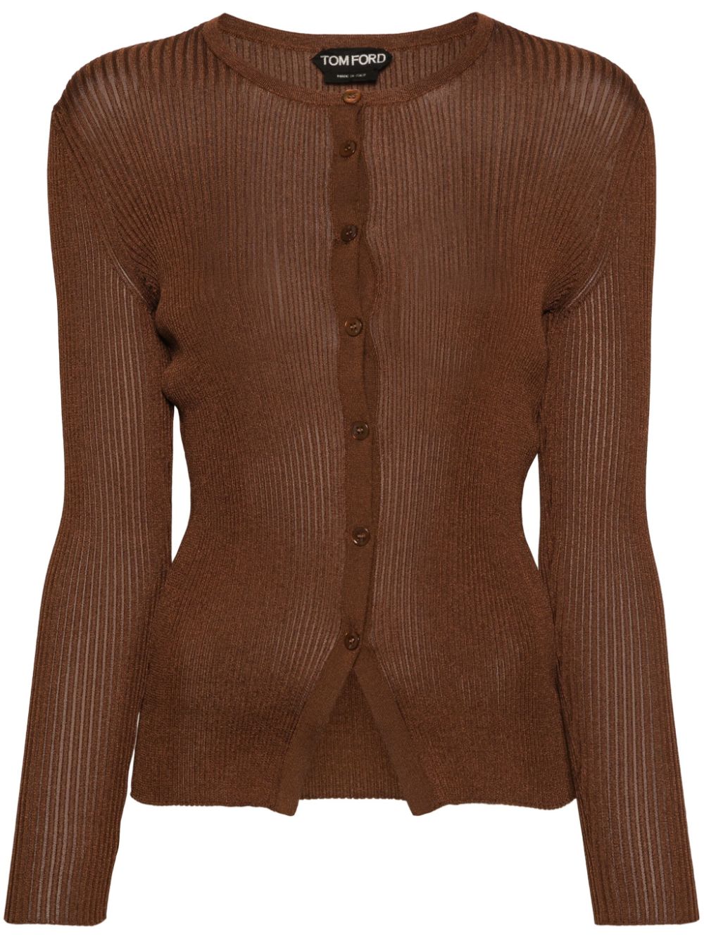 TOM FORD round-neck ribbed cardigan Bruin