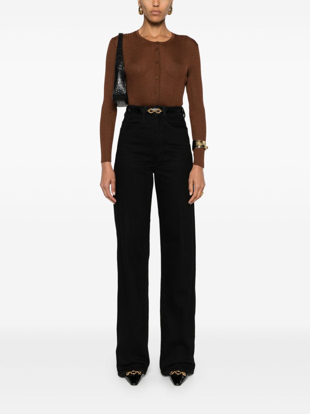 TOM FORD round-neck ribbed cardigan - Bruin