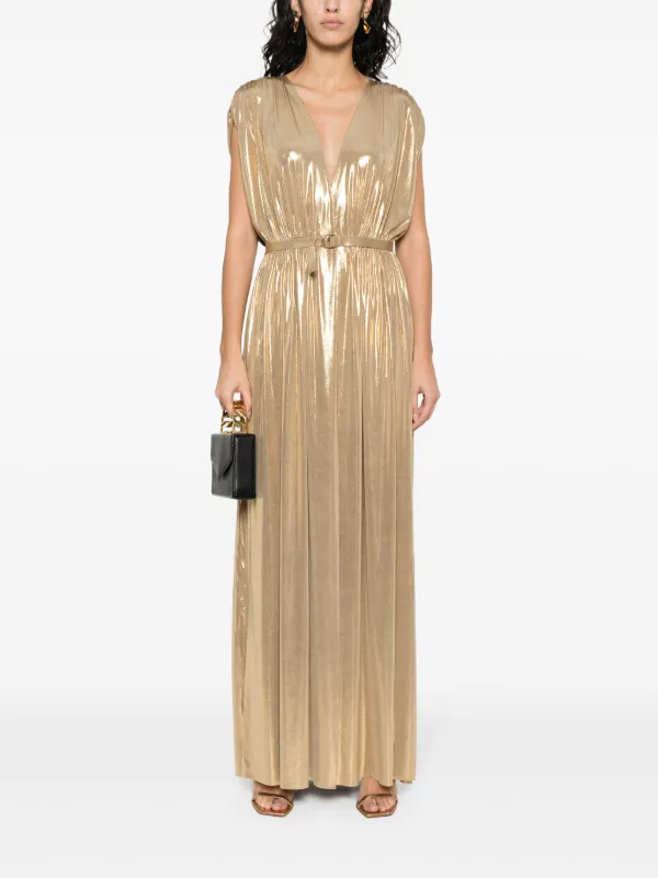 Athena pleated maxi dress in gold best sale