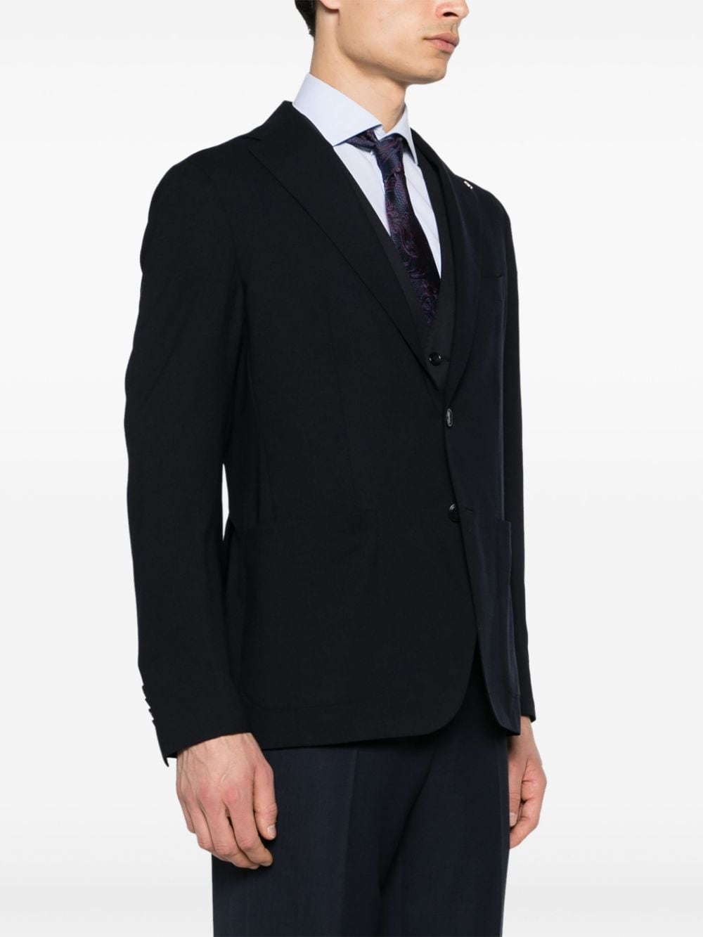 Shop Tagliatore Notched-lapels Single-breasted Blazer In Blue