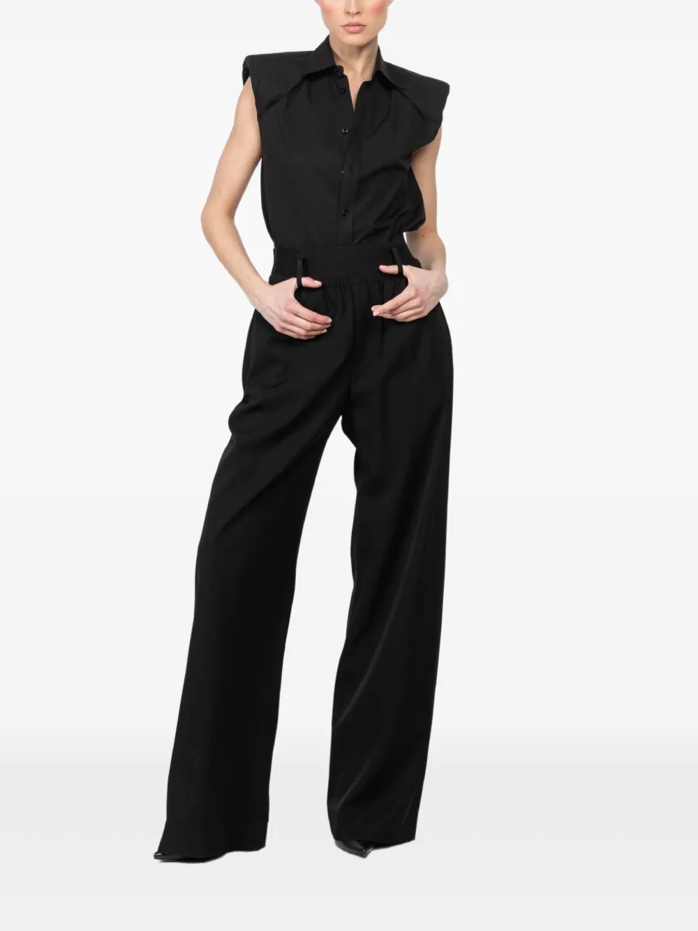 ALAINPAUL shoulder pads shirt - Zwart