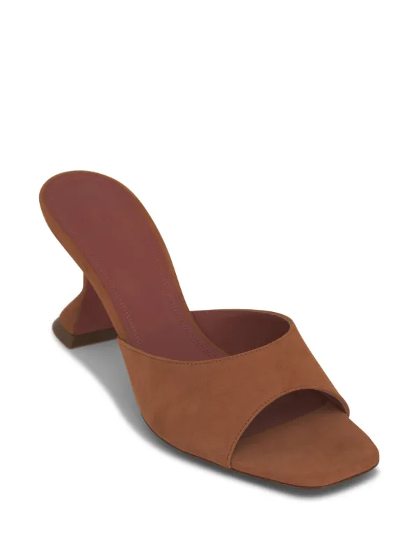 Amina Muaddi Lupita 70mm Suede Sandals | Brown | FARFETCH