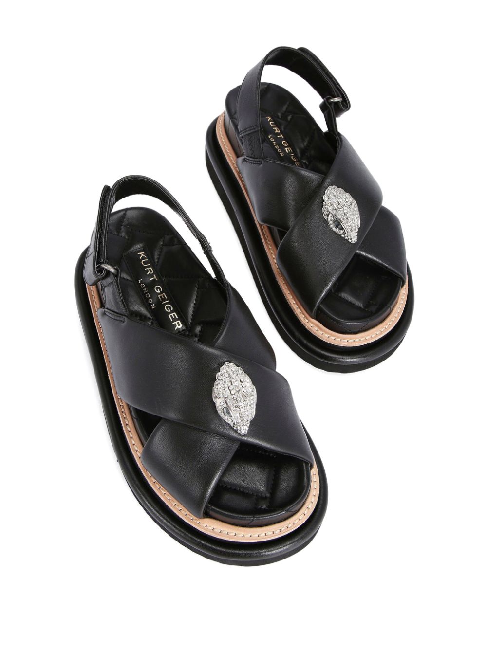 Shop Kurt Geiger Orson Leather Sandals In Black