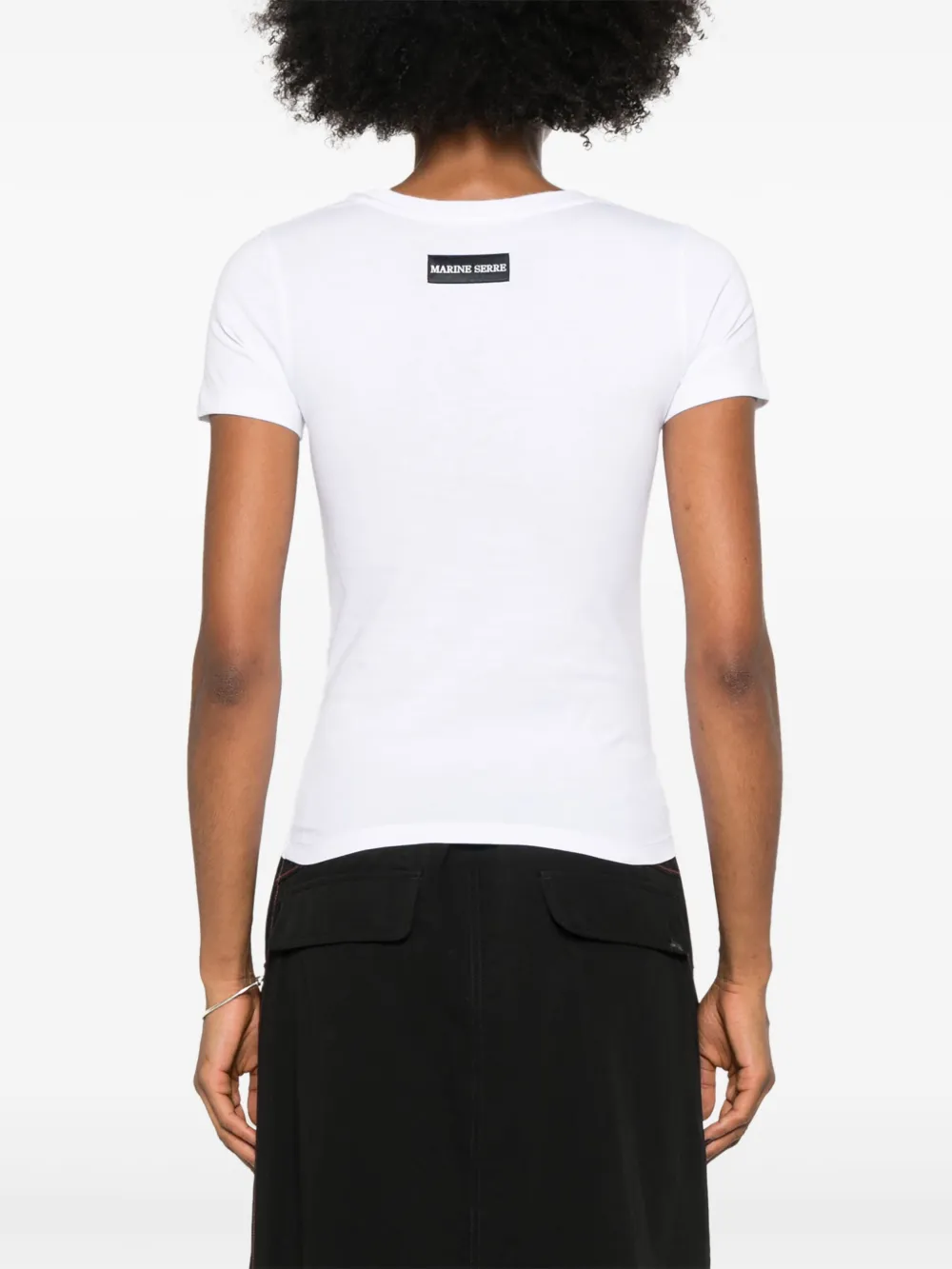 Marine Serre Ssense Exclusive White Embroidered Logo T-shirt In White