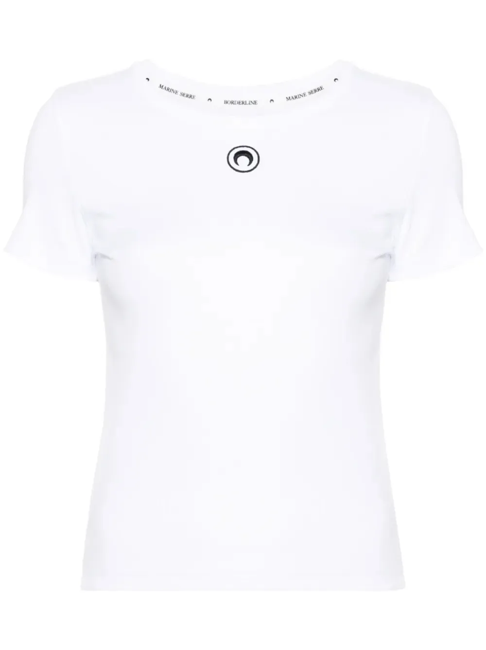 Marine Serre T-Shirt mit Mond-Stickerei - Weiß