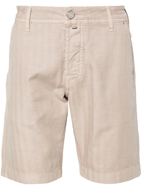 Jacob Cohën Lou Herringbone Shorts in Neutrals